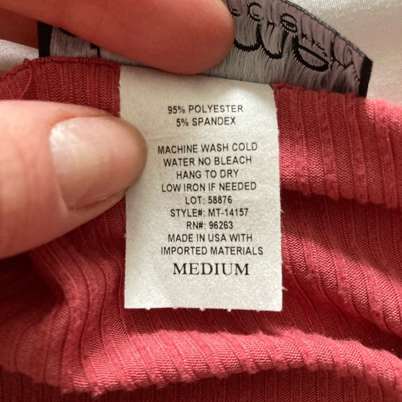 Due Time Maternity Coral Red Long Sleeve Ribbed Wrap Dress Medium - Picture 6 of 7